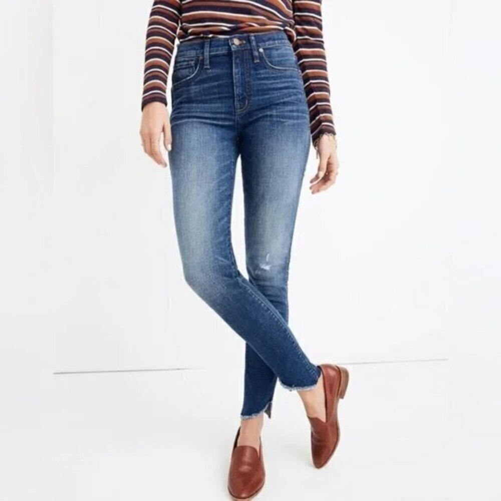 Madewell 10" High-Rise Skinny Jeans Size 29 Cutout Tulip Hem Edition Stretchy